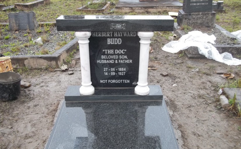 It is done – Herbert Hayward Budd’s gravestone raised